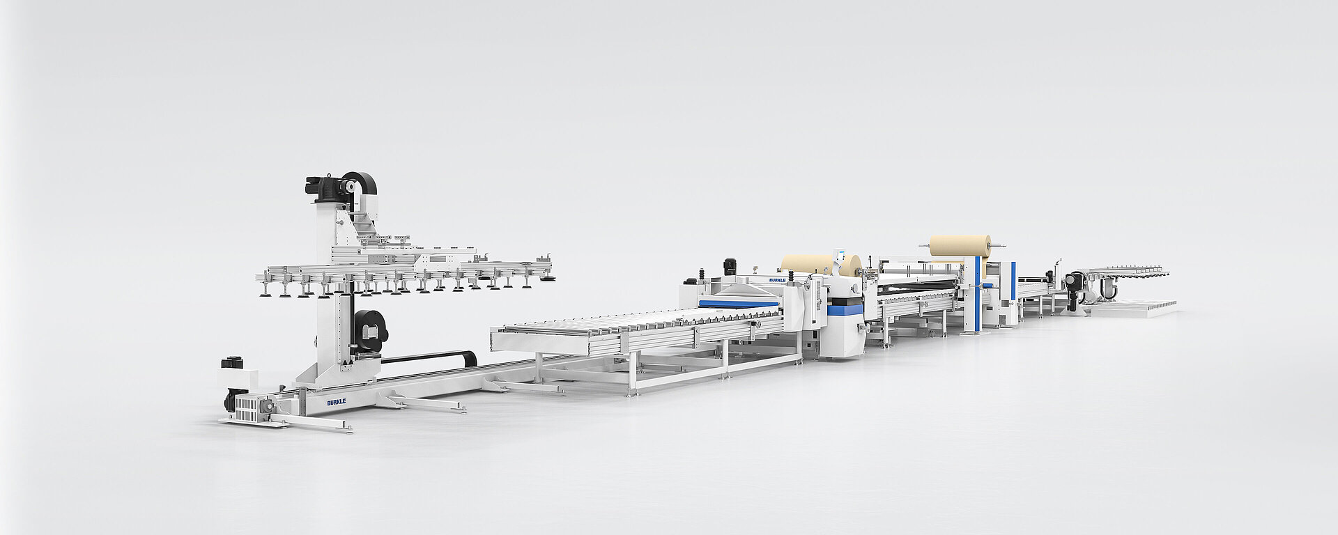 Laminating line for PUR hotmelt